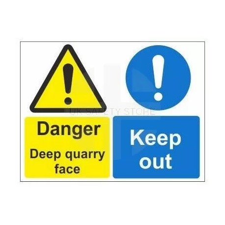 Danger deep quarry face keep out multi message sign in a variety of sizes and materials