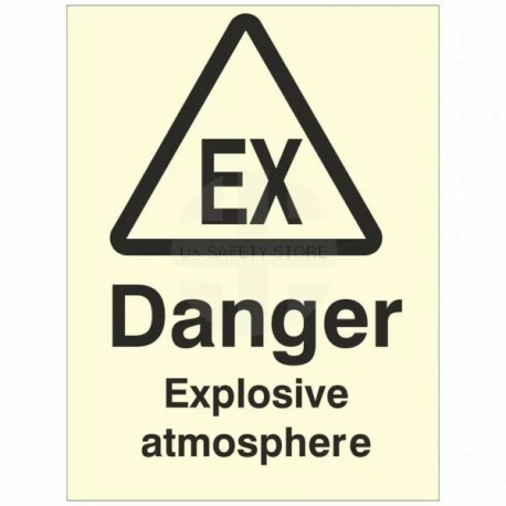 Danger Explosive Atmosphere Glow In Dark Sign