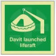 Davit launched liferaft photoluminescent 100W  x  110H sign self adhesive