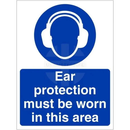 Ear Protection Must Be Worn In This Area Sign