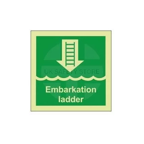 Embarkation ladder photoluminescent 100W  x  110H  sign self adhesive