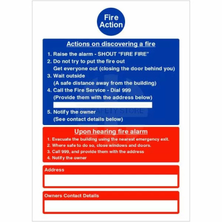﻿Evacuate The Building - Fire Action Notice Sign (for hotels & guest houses)
