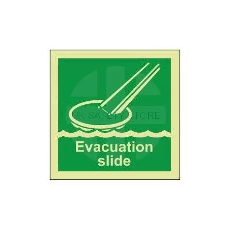 Evacuation slide photoluminescent 100W x 110H sign rigid plastic