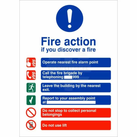 Fire Action Notice Sign - If You Discover A Fire