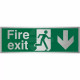 Fire Exit Arrow Down Brush Aluminium Effect Prestige Sign