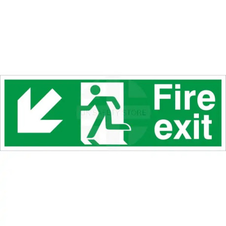 Fire Exit Arrow Down Left Sign