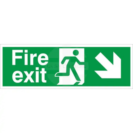 Fire Exit Arrow Down Right Sign