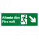 Fire Exit Arrow Down Right Sign in Welsh / English
