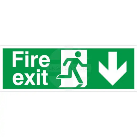 Fire Exit Arrow Down Sign