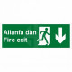 Fire Exit Arrow Down Sign in Welsh / English
