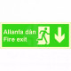 Fire Exit Arrow Down Sign in Welsh / English