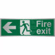 Fire Exit Arrow Left Brushed Aluminium Sign