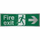 Fire Exit Arrow Right Brushed Aluminium Sign