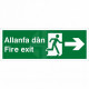 Fire Exit Arrow Right Sign in Welsh / English
