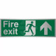 Fire Exit Arrow Up Brush Aluminium Effect Prestige Sign