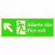 Fire Exit Arrow Up Left Sign in Welsh / English