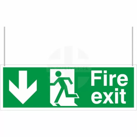 Fire Exit Down Arrow Double Sided Hanging Sign