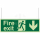 Fire Exit Down Arrow Double Sided Hanging Sign