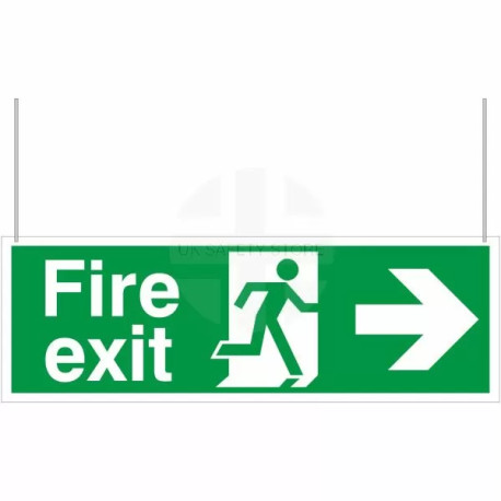 Fire Exit Left/Right Arrows Double Sided Hanging Sign