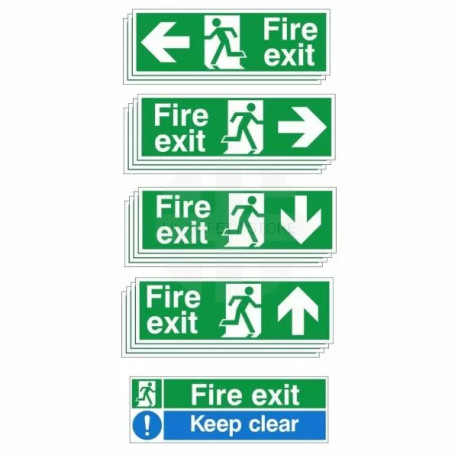 Fire Exit Sign Bundle - 13 sign bulk pack