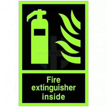 Fire Extinguisher Inside Glow In Dark Sign