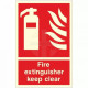 Fire Extinguisher Keep Clear Glow In Dark Sign