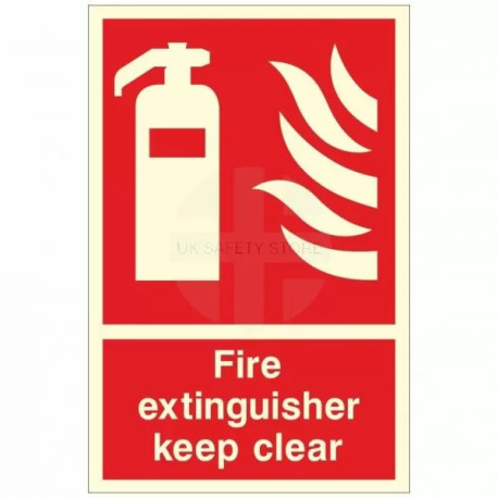 Fire Extinguisher Keep Clear Glow In Dark Sign