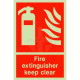 Fire Extinguisher Keep Clear Glow In Dark Sign