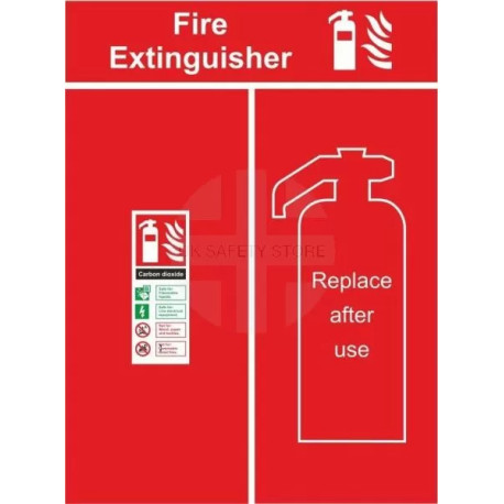 Fire extinguisher location panel replace after use 600w x 800h mm sign 3mm composite aluminium