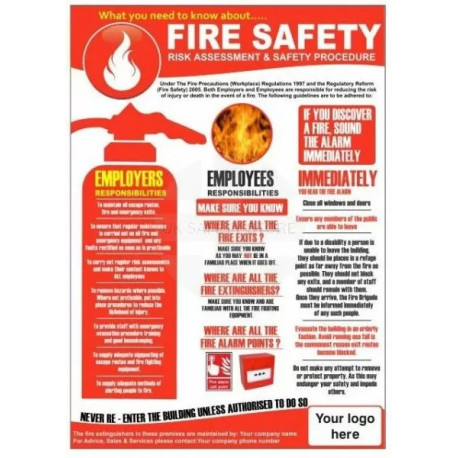 Fire safety 420w x 595h  health and safety poster