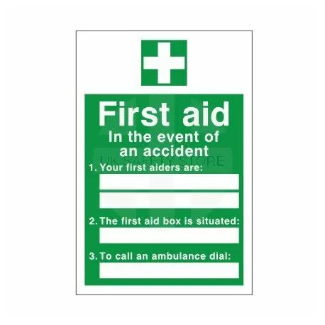 First Aid In The Event Of An Accident Sign