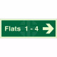 Flats 1-4 (Arrow Right) Flat Indicator Sign