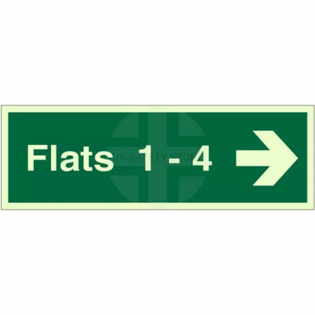 Flats 1-4 (Arrow Right) Flat Indicator Sign