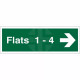 Flats 1-4 (Arrow Right) Flat Indicator Sign
