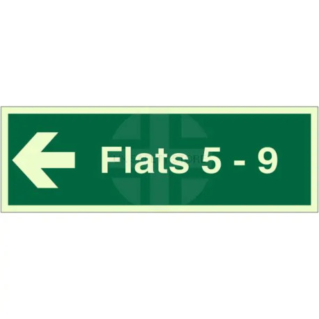 Flats 5-9 (Arrow Left) Flat Indicator Sign