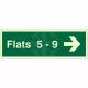 Flats 5-9 (Arrow Right) Flat Indicator Sign
