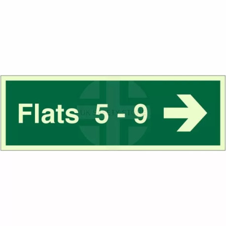 Flats 5-9 (Arrow Right) Flat Indicator Sign