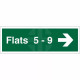 Flats 5-9 (Arrow Right) Flat Indicator Sign