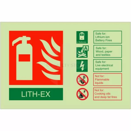 Glow In Dark LITH-EX Fire Extinguisher Sign