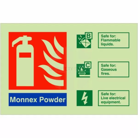 Glow In Dark Monnex Powder Fire Extinguisher Sign