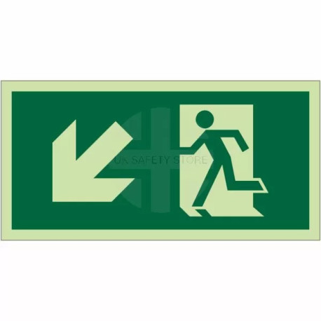 Glow In Dark Running Man Arrow Down Left Sign