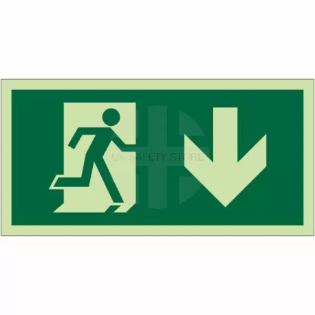 Glow In Dark Running Man Arrow Down Sign