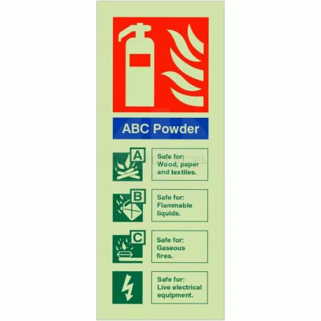 Glow In The Dark ABC Powder Fire Extinguisher Identification