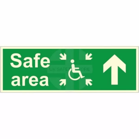 Glow In The Dark Arrow Up Safe Area Sign