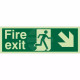 Glow In The Dark Fire Exit Arrow Down Right Sign