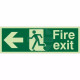Glow In The Dark Fire Exit Arrow Left Sign