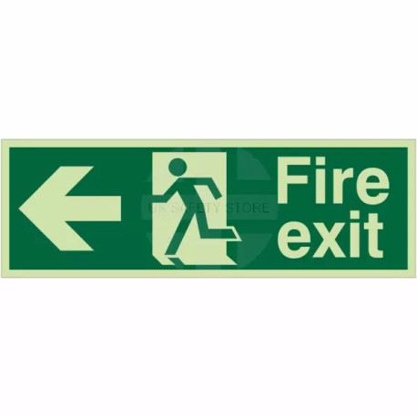 Glow In The Dark Fire Exit Arrow Left Sign