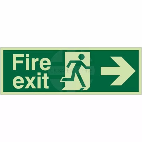 Glow In The Dark Fire Exit Arrow Right Sign