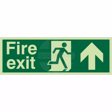 Glow In The Dark Fire Exit Arrow Up Sign
