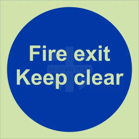 Glow In The Dark Fire Exit Keep Clear Door Sign